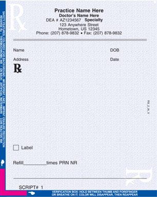 Secure Printed Prescription Pads